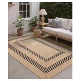 LUMI Jute Area Rug 5x8, Natural Braided
