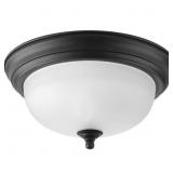 Black Flush Mount with Alabaster Glass