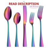 Rainbow Flatware Set 20 Piece, 6ct Espresso spoons