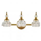 3-Light Gold Vanity Light with Crystal Shades