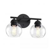 13 in. 2-Light Black Vanity Light