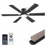 52" Black Ceiling Fan with LED Light