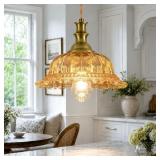 RayHome 9.84in 1-Light Vintage Brass Pendant