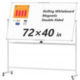 Neatsure 72x40 Rolling Whiteboard, Silver