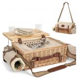 Wicker Picnic Basket Set for 2 with Blanket