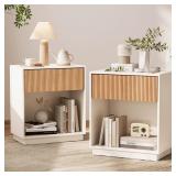 1 only of the Fluted Nightstands - White/Oak