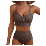 Sz XL Herseas Women High Waisted U-Wired Bikini Se