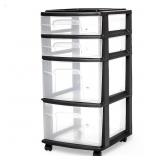 HOMZ 4-Tier Drawer Tower Cart, Black