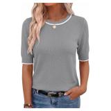 Sz XL Zeagoo Women Short Sleeve Sweater Dressy Top