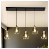 Black & Gold Chandelier with Ripple Shades