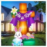 Leyndo 6 Ft Easter Inflatable Cross with LED