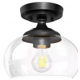 Matte Black Industrial Semi-Flush Mount
