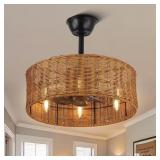 Cora 20" Indoor Brown Rattan Ceiling Fan