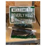 Music sheet stand, Beverly Hills sign, Wand