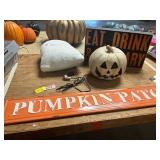 Ghost Pillow, Light Up Pumpkin, Signs