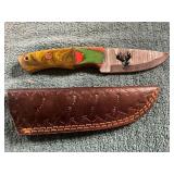 Damascus Knife With Sheath + Etching