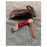 Damascus Pocket Knife With Sheath