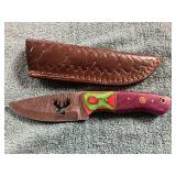 Damascus Knife With Sheath + Etching