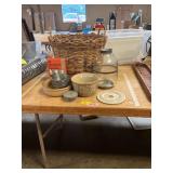 Vintage Kerosene Jug, Pottery, Basket, Etc