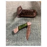 Damascus Pocket Knife With Sheath