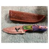 Damascus Knife With Sheath + Etching