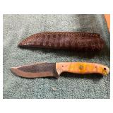 Damascus File Knife With Sheath