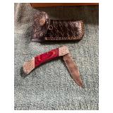 Damascus Pocket Knife With Sheath