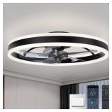 Indoor Smart Ceiling Fan with Light, Black