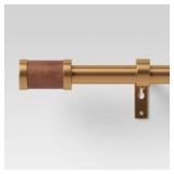36"-66" Faux Leather Curtain Rod, Brass-Plated