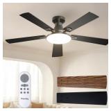 Passky 52-Inch Black Ceiling Fan with Light