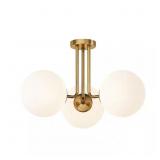 Brass 3-Light Semi-Flush Ceiling Light