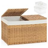 SETVSON Storage Basket with Lid, 65L, Natural