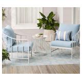 complete? Aubrey 3-Piece Outdoor Chat Set White &