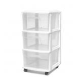 Damaged White 3-Drawer Cart with Clear Drawers