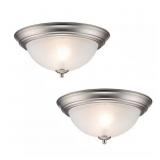 2-Light Brushed Nickel Flush Mount (2-Pack)