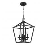 Matte Black Cage Lantern for Kitchen Entrance