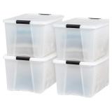 1 lid is cracked IRIS 4-Pack 72 Qt Storage Bins wi