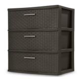 Sterilite 3-Drawer Wide Weave Tower, Espresso