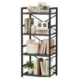 Homeiju Black Bookshelf, 4 Tier Bookcase