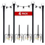 4 Pack 10ft String Light Poles with Fork Base