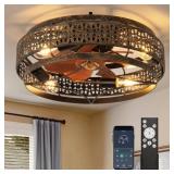 20 in. Indoor Caged Ceiling Fan, Black