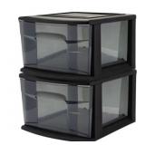 Homz 1-Drawer Plastic Cart, Black/Smoke (2)
