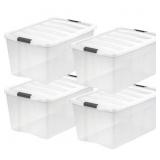 IRIS 94 Qt Stackable Bins w/Lids, 4Pk