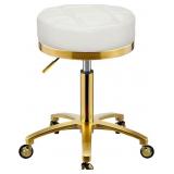 Gold Rolling Vanity Stool with Wheels