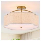 18" Semi-Flush Drum Light, 3-Lights