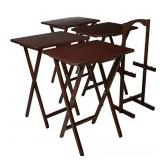 1.6 ft Brown Wood Folding TV Tray Tables