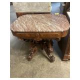 Antique Eastlake Parlor Table w/ Marble Top