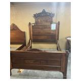 Queen Antique Walnut Bed Frame