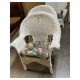 2ct White Wicker Chairs w/Cushion