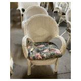 2ct White Wicker Chairs w/Cushion